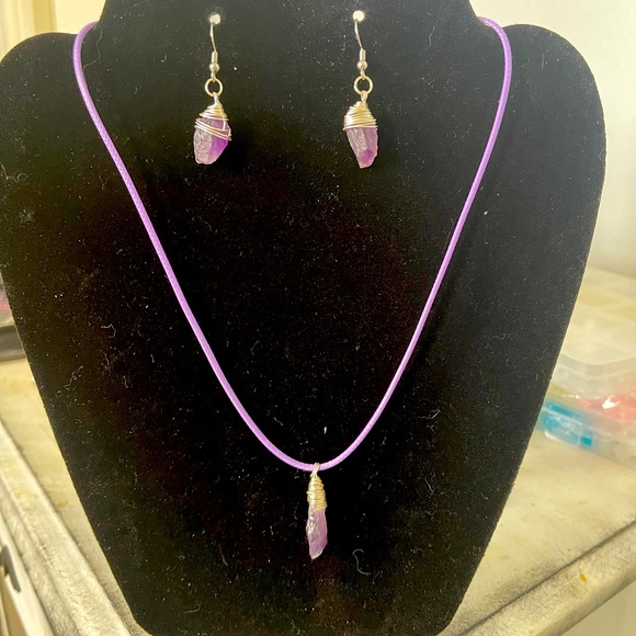 Amethyst earrings and necklace - Picture 1 of 3